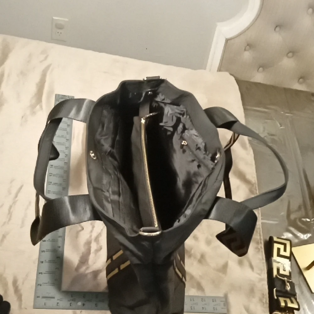 Versace Black and Gold Tote Bag with Gold Hardware NWOT